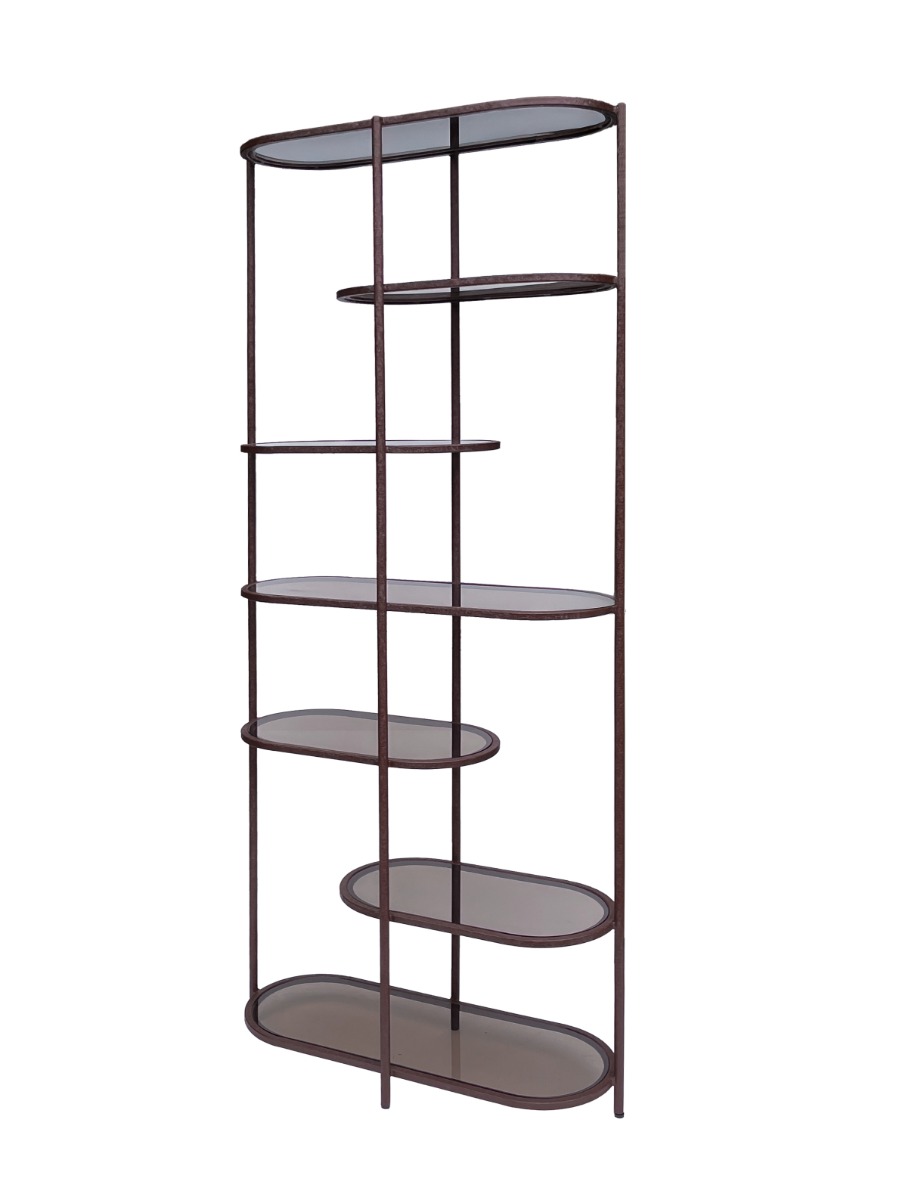 Bergkast Jill - Burgundy - Glas, Gecoat staal - Brix