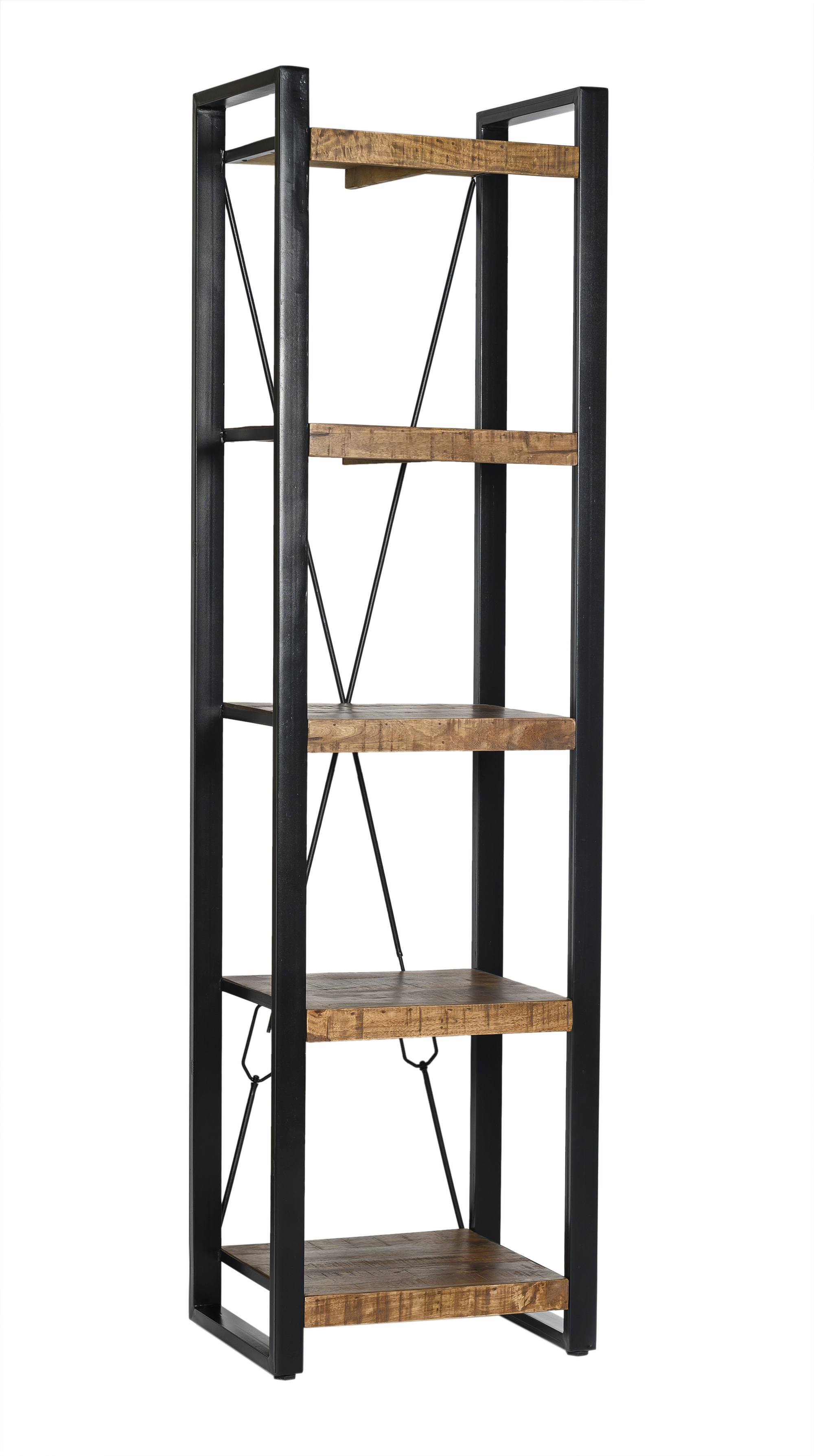 Boekkasten Nairobi - Natural - Mangohout, Gecoat staal - Living Furn