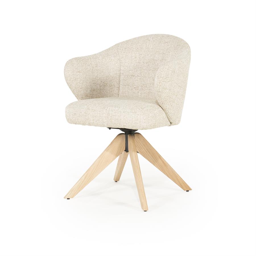 Eetkamerstoel Connor - Beige - Stof - Eleonora