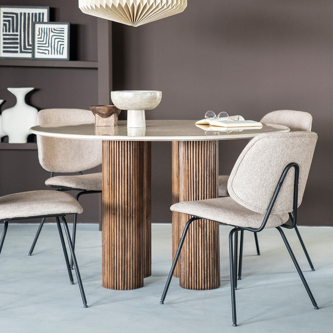 Eetkamertafel Xanni - Bruin - Mango hout & botochino - Eleonora