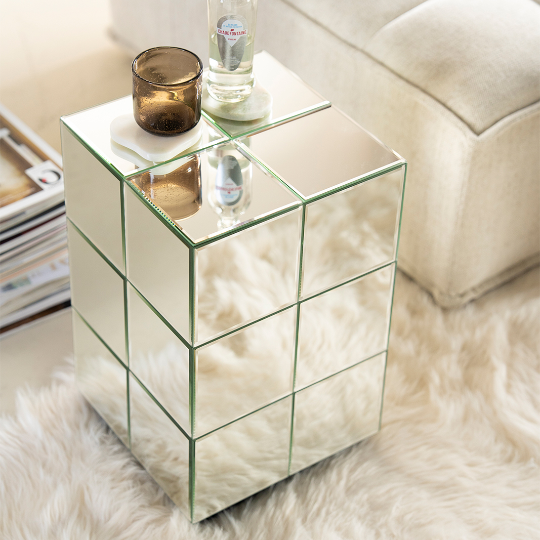 Bijzettafel Flectron - Chrome - Hout & glas - By Boo