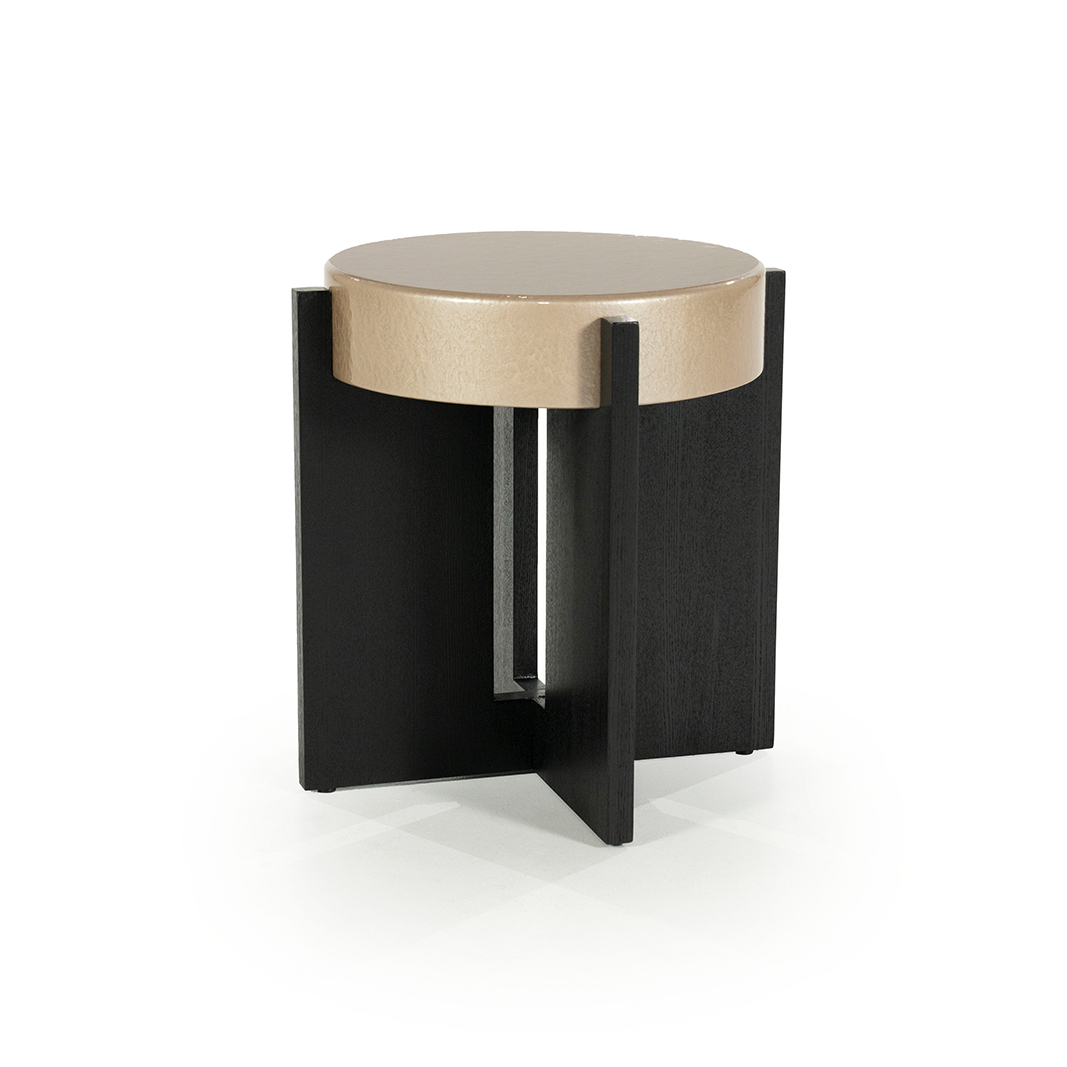 Bijzettafel Juliet - Beige - MDF & eiken fineer & Shiny shell painting - Eleonora