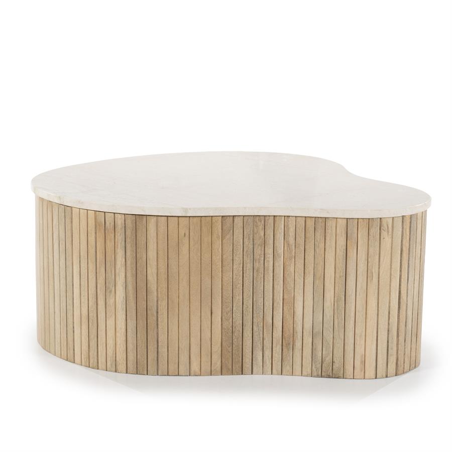 Salontafel Kirt - Wit - Mango hout & marmer - Eleonora