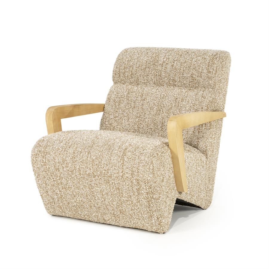 Fauteuil Olek - Zonder armleuning - Beige - Geweven - Japandi - Eleonora