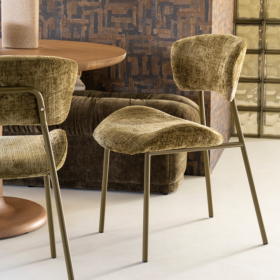 Eetkamerstoel Dare - Groen - Stof - By Boo