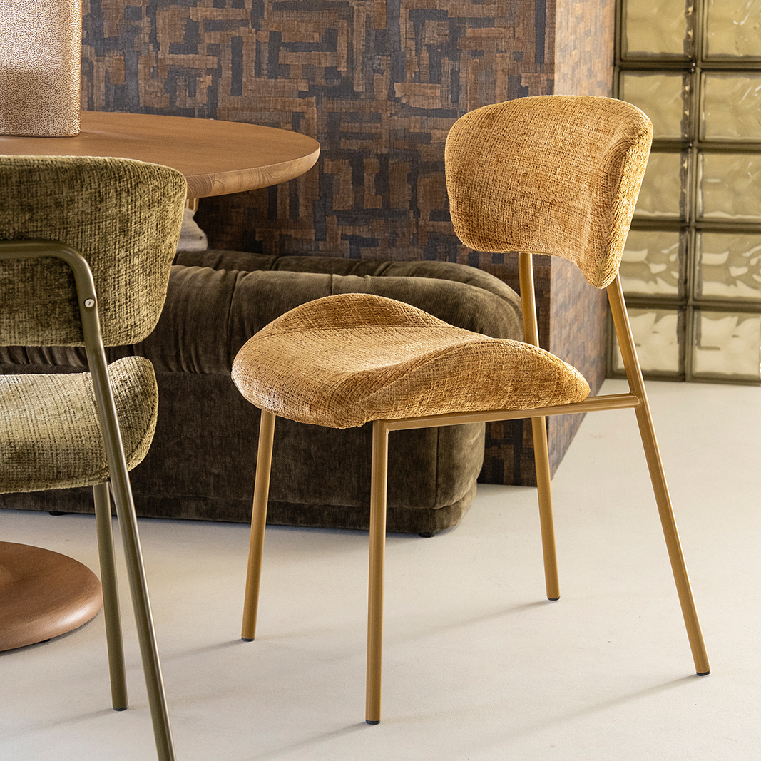 Eetkamerstoel Dare - Geel - Stof - By Boo