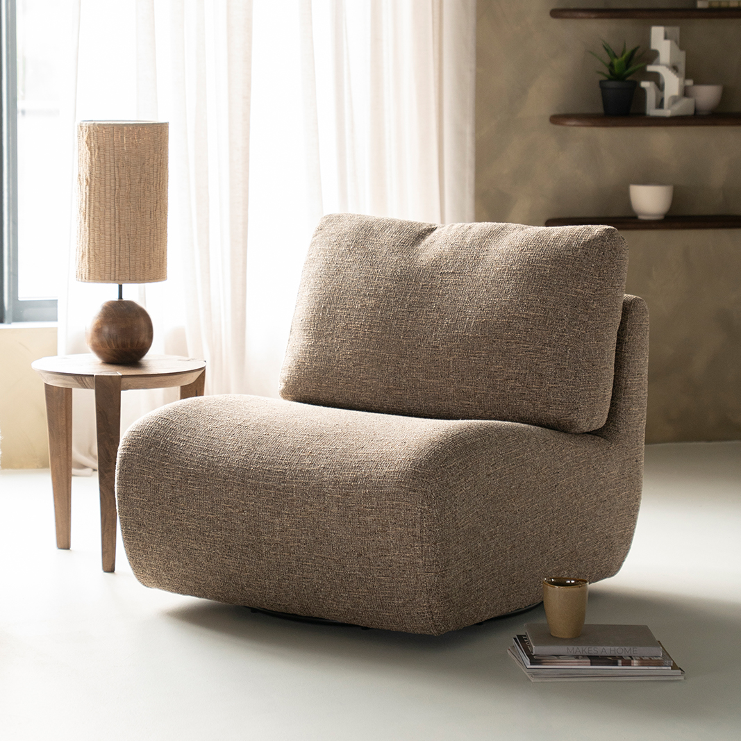 Fauteuil Lucia - Bruin - Stof - Eleonora