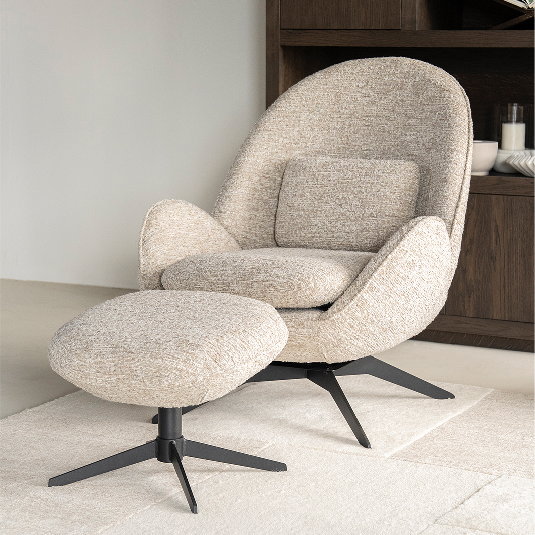 Fauteuil Ryan - Taupe - Stof - Eleonora
