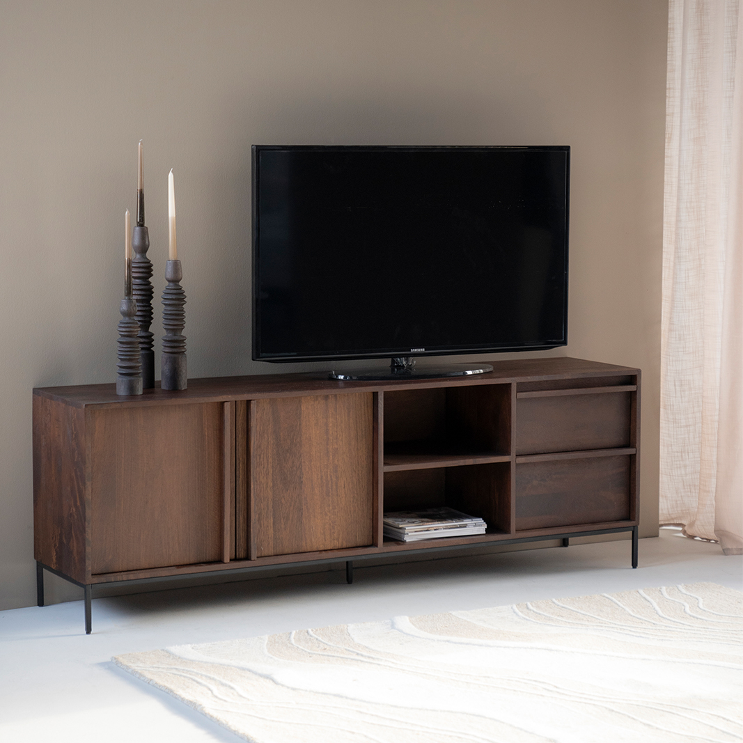 Tv-meubel Jimmy - Bruin - Mango hout & metaal - Eleonora