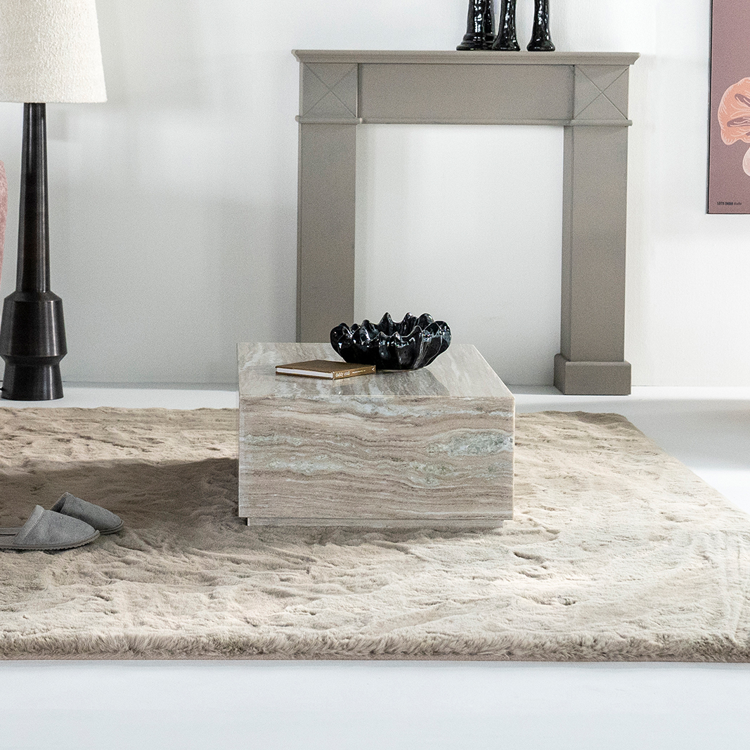 Vloerkleed Zena - Beige - 100% polyester with cotton backing NL - By Boo