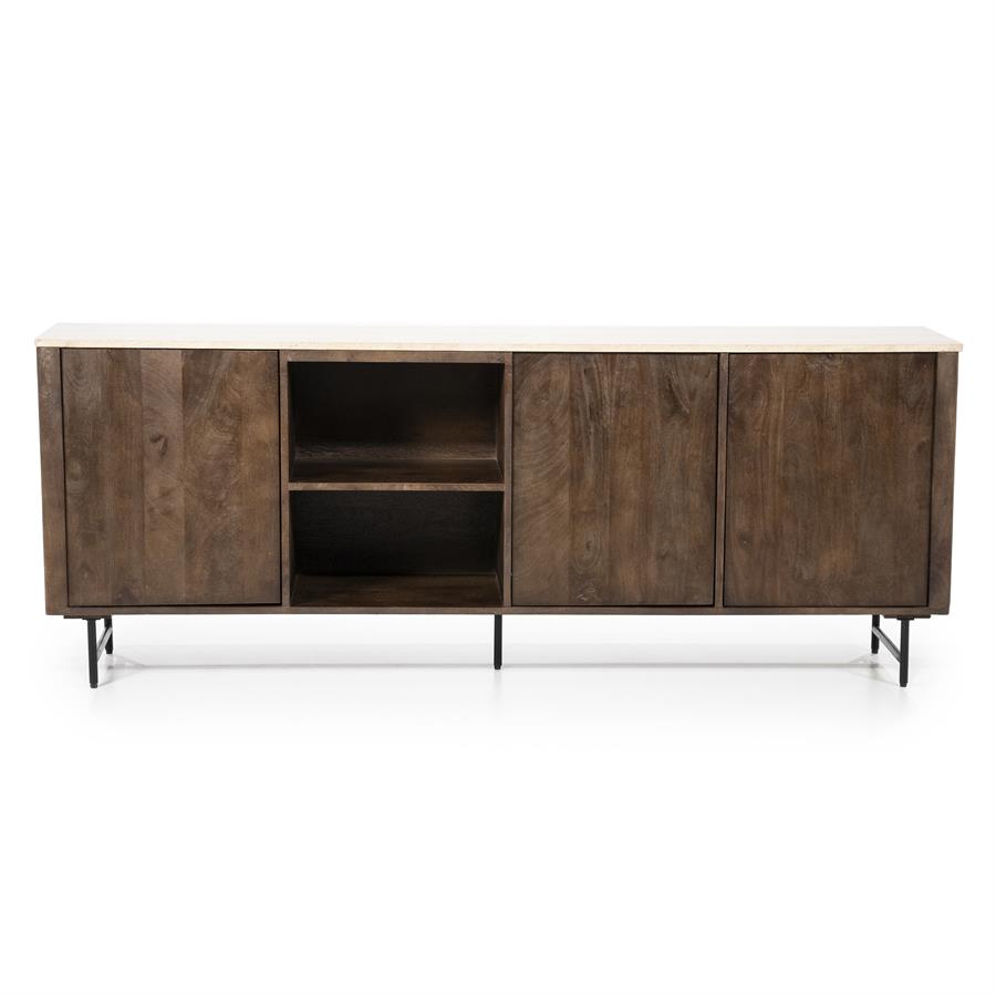 Dressoir Lio - Bruin - Mango hout & travertin - Eleonora