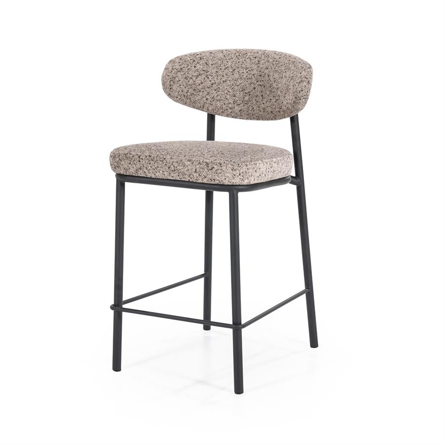 Barkruk Jari - Zonder armleuning - 50x52,5x92 cm - Taupe - Stof - Japandi - By Boo