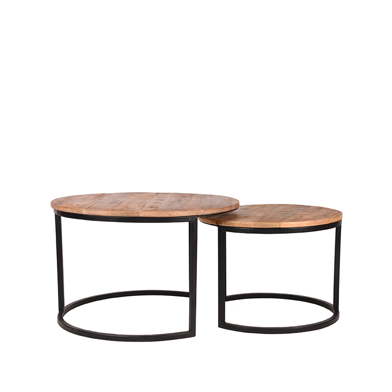 Salontafel Set Double Naturel Rough - Mangohout - LABEL51