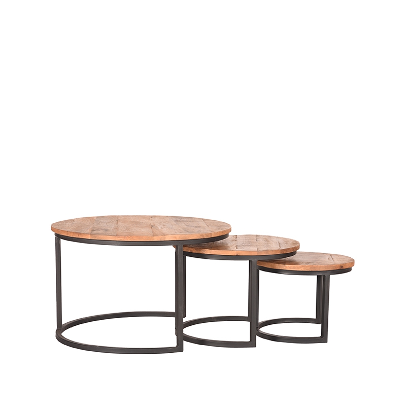 Salontafel Set Triplet Naturel Rough - Mangohout - LABEL51