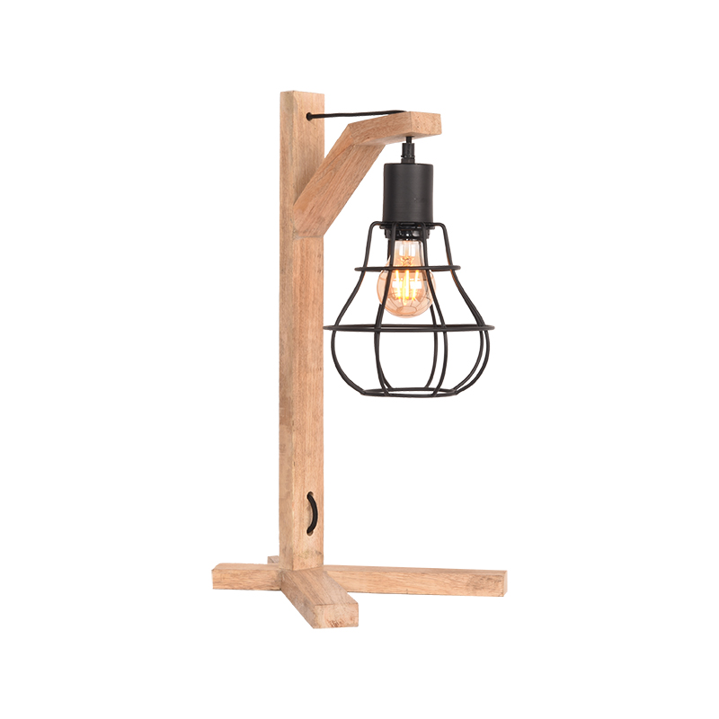 Tafellamp Drop Zwart - Mangohout - LABEL51