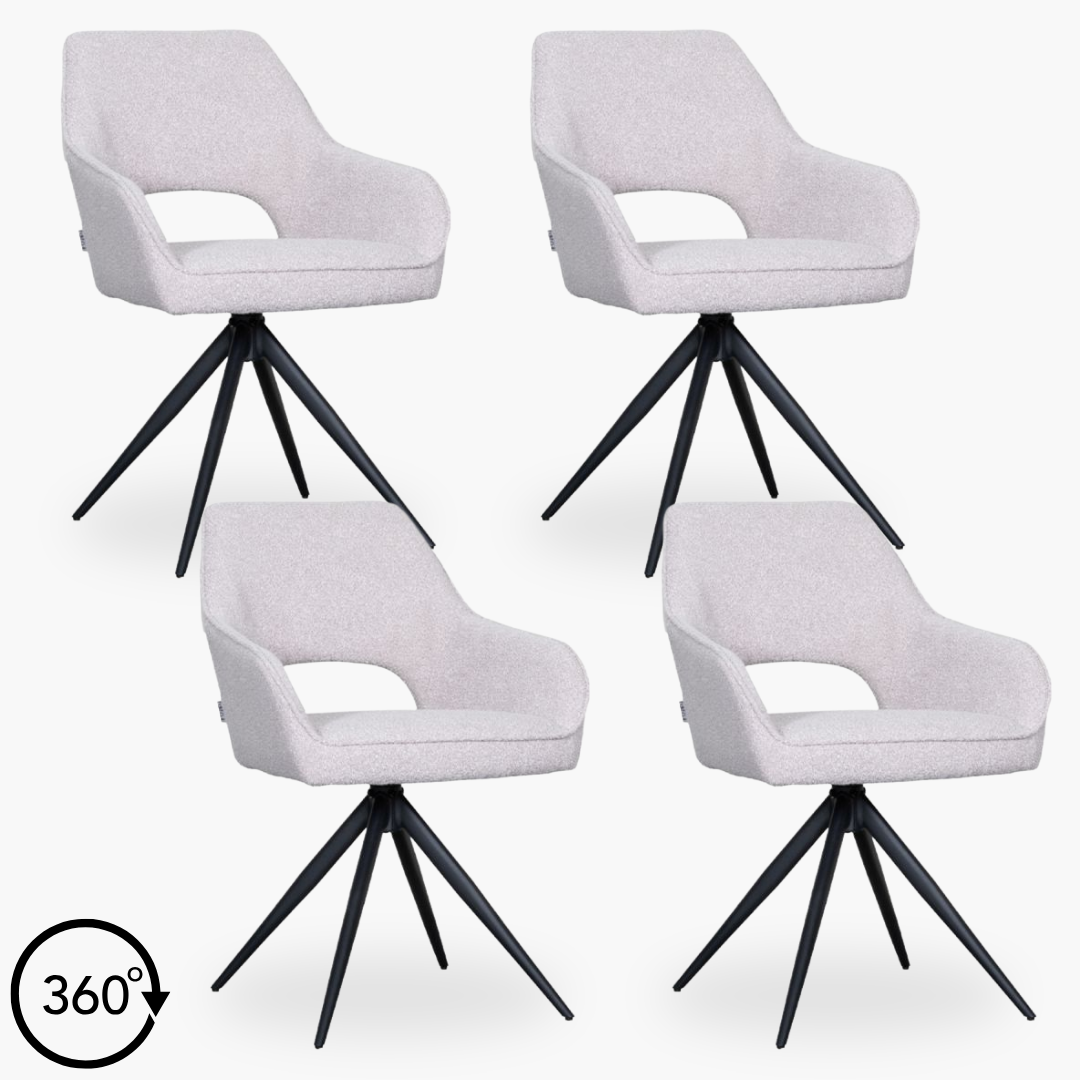 Eetkamerstoel Veya - Armleuning - Beige - Boucle - Modern - DOK 2 Essentials